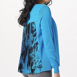 Truth + Style Cardigan with Woven Pleated Back Print Detail  13222